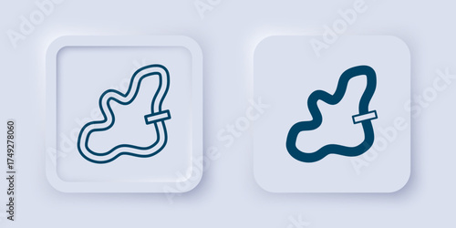 Filled and outline Racing track icon isolated on grey background. Square button. Vector