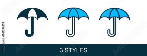 Filled outline Umbrella icon isolated on white background. Insurance concept. Waterproof icon. Protection, safety, security concept. Vector