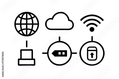 Networking and cloud computing icons