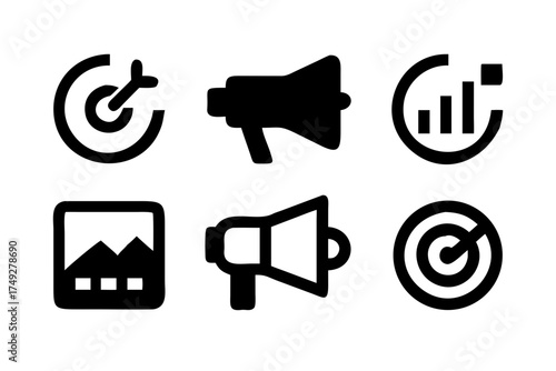 Marketing and advertising icons for promotion