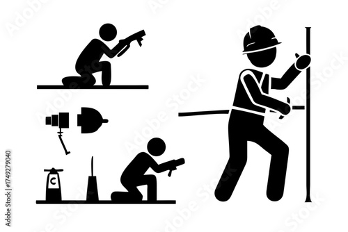 Construction workers using tools