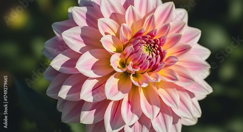 Close-up of a Pink and Yellow Dahlia Flower in Bloom.
