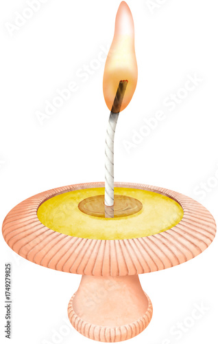 Watercolor Pottery Candle Light