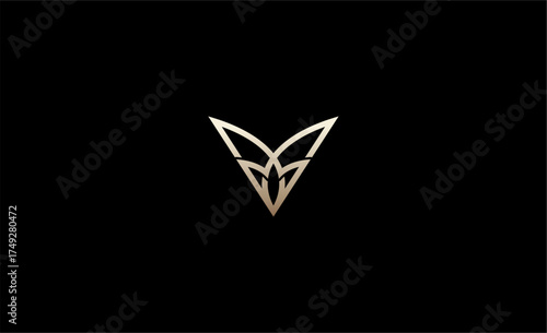 Luxury Logo Lotus or Tulip Flower With Letter V. Nature, Feminine and Beauty with Gold Colour Creative Template. Glamour, Modern and Minimalist Concept