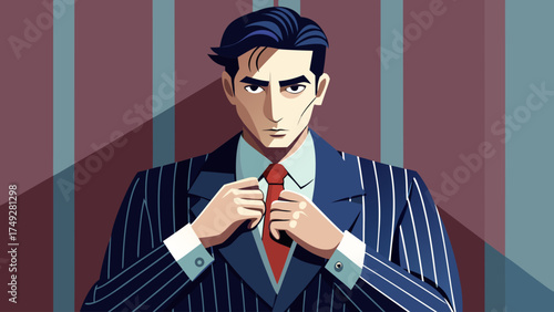 A man in a suit and tie is getting ready to tie his tie. The image has a serious and professional mood, as the man is dressed in formal attire