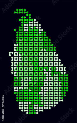 Sri Lanka dotted map. Digital style map of the country on dark background. Sri Lanka shape with circle dots. Colored dots style. Large size circles. Stylish vector illustration.