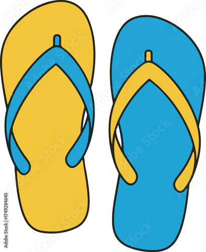 Colorful Summer Flip-Flops in Yellow and Blue