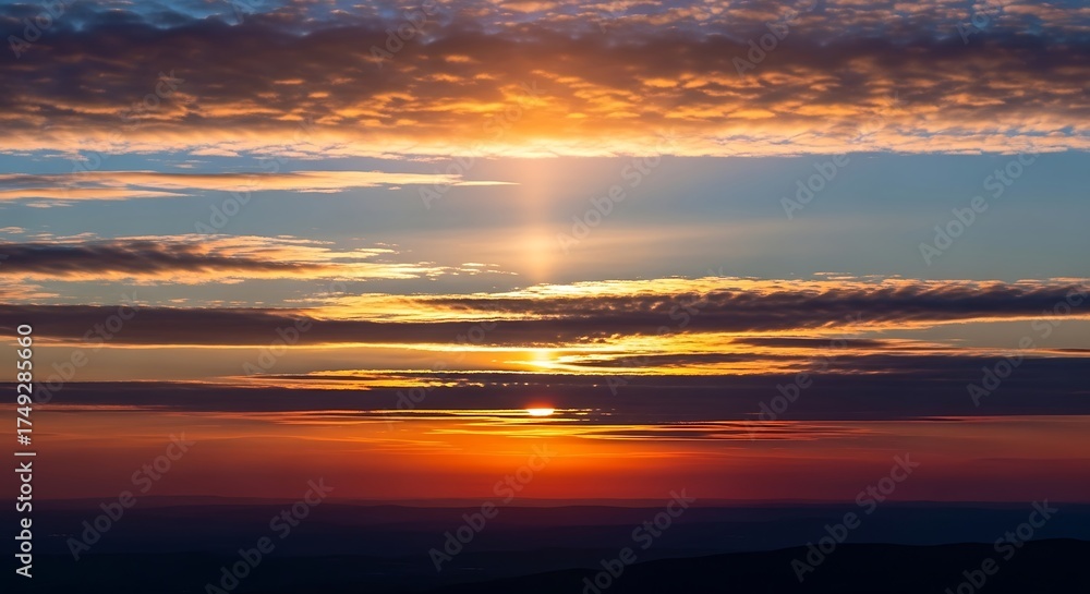 Fototapeta premium Majestic skies display vibrant colors during early morning awakening