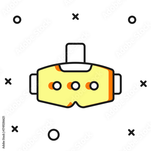 Filled outline Virtual reality glasses icon isolated on white background. Stereoscopic 3d vr mask. Optical head mounted display. Flat filled outline style with shadow. Vector