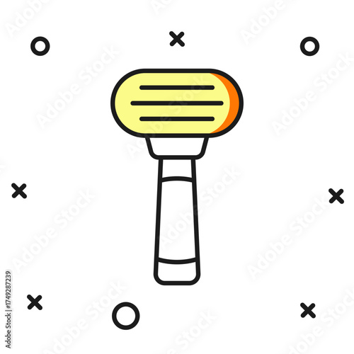 Filled outline Shaving razor icon isolated on white background. Flat filled outline style with shadow. Vector