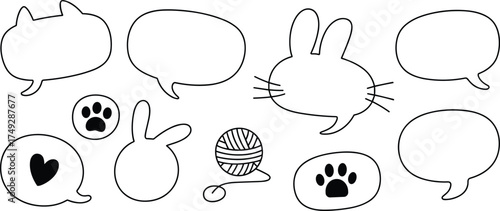 Cute hand drawn speech bubbles and bunny elements for whimsical designs