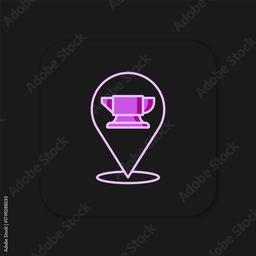 Filled outline Blacksmith anvil tool icon isolated on black background. Metal forging. Forge tool. Flat filled outline style with shadow. Vector