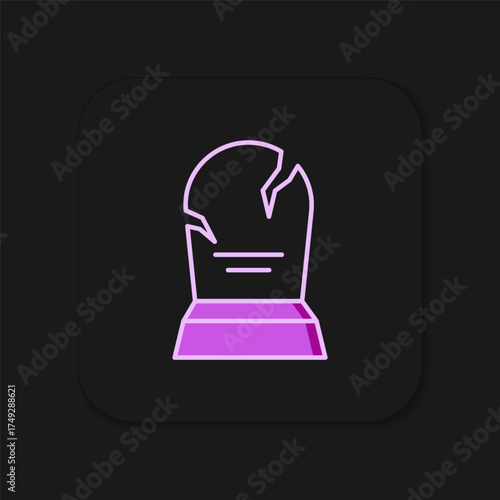 Filled outline Tombstone with RIP written on it icon isolated on black background. Grave icon. Happy Halloween party. Flat filled outline style with shadow. Vector