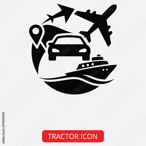 Travel icons depicting airplane, car and ship for transport and journey concepts