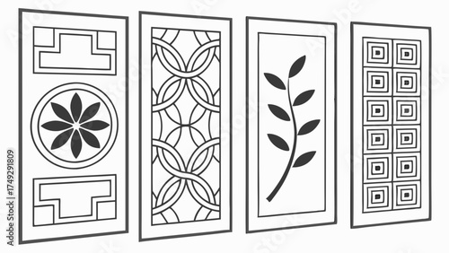 Decorative Geometric Patterns for Interior Design, Web Graphics, and Craft Projects, Adding Elegant Visual Appeal and Sophistication