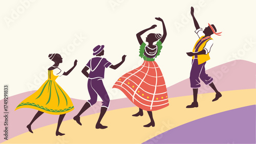 Joyful Diverse Dancers Celebrating Culture and Community at Outdoor Festival, Vibrant Performance for Event Marketing and Travel Promotion