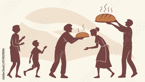 Generous Community Sharing Freshly Baked Bread, Fostering Hope and Connection for Families, Inspiring Charity and Support Campaigns