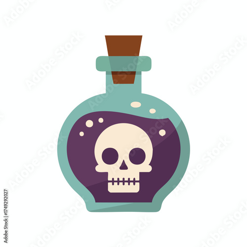 Potion bottle with a skull inside sealed with a brown cork