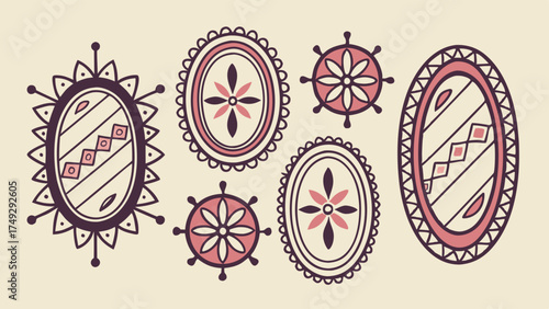 Whimsical Oval Mirror Collection Decorative Frames for Bohemian Home Decor, Vintage Interior Design Elements, Craft Projects, and Artistic Accents