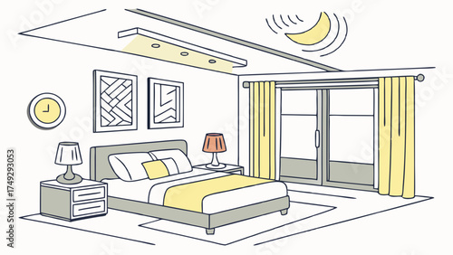 Cozy Bedroom Ambiance for Sleep and Relaxation, Evening Mood Lighting, Modern Interior Design for Real Estate Marketing, Lifestyle Blogs, Home Decor Inspiration