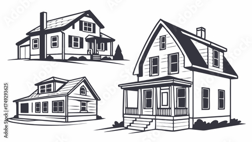 Diverse Residential Homes for Real Estate Marketing, Property Investment, and Architectural Design Projects, Evoking Stability and Community Warmth