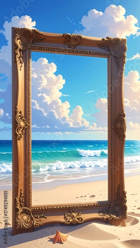 Wallpaper Mural Beach scene framed Torontodigital.ca