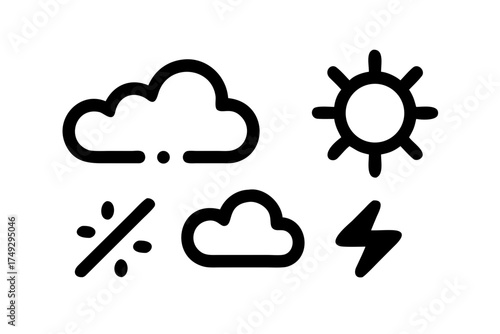 Weather forecast symbols representing various conditions