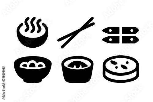 Various asian dishes, including sushi and noodles