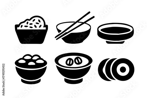 Illustration of various asian food