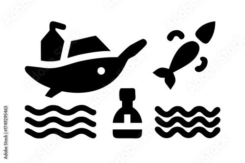 Illustration of marine life and plastic pollution