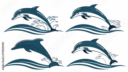 Dynamic Dolphins Leaping Through Waves for Summer Vacation Promotion, Coastal Resort Marketing, Aquatic Adventure Websites, and Oceanfront Lifestyle Branding
