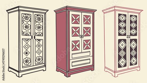Vintage Wardrobe Designs for Interior Design, Furniture Catalogs, and Home Decor Websites, Evoking Nostalgia and Classic Style.