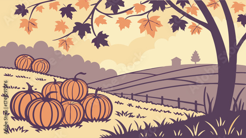 Autumn Harvest Pumpkins on Rolling Hills Farm Field for Thanksgiving Fall Marketing Campaigns and Seasonal Website Design, Cozy Rural Ambiance