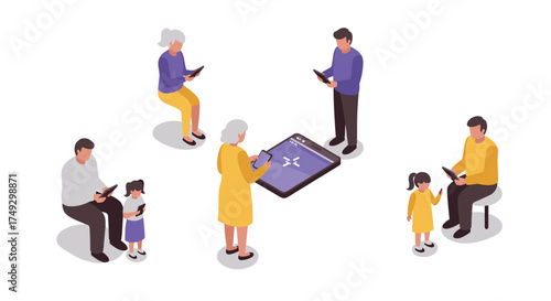 Isometric family using digital devices: intergenerational technology engagement
