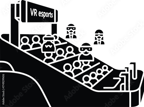 Virtual reality esports tournament audience watching players compete in a stadium setting