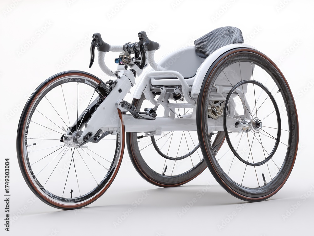 Fototapeta premium White Racing Wheelchair Isolated on White