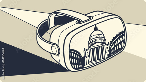 Virtual Reality Headset for Immersive Digital Travel Exploring Ancient Architecture and Historical Sites