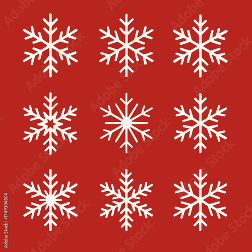 Elegant vector snowflakes sparkle with New Year's magic in crisp EPS10 format. Ideal for scalable holiday graphics, invitations, and festive designs that evoke winter wonder and joy.