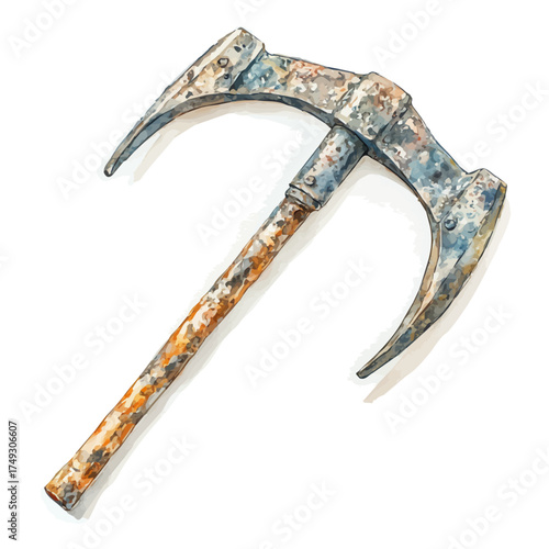 watercolor of Crowbar, vector, isolated on a white background.