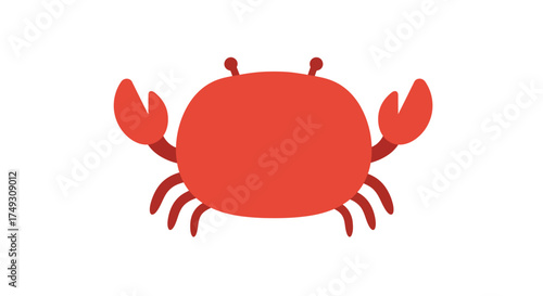 Simple Red Crab Illustration with Claws and Legs.