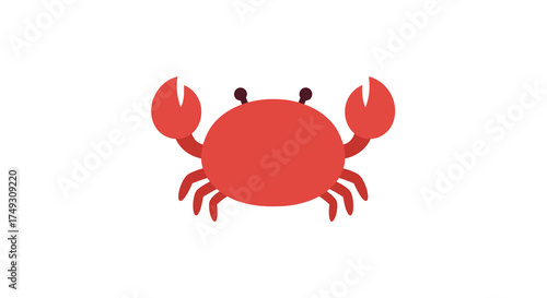 Simple Red Crab Illustration with Claws and Legs.