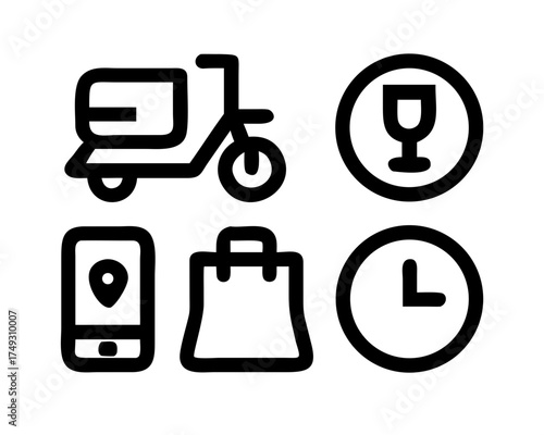 Delivery service icons for online shopping