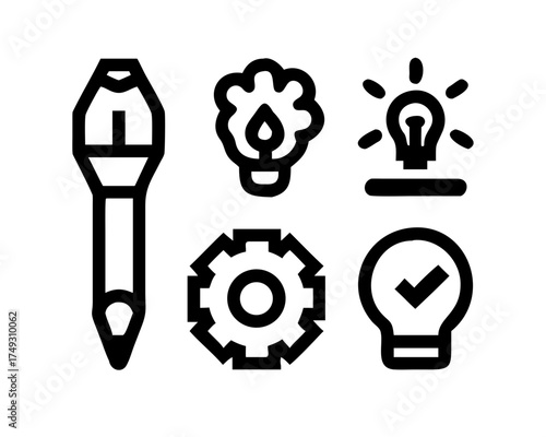 Creative idea generation icons for brainstorming