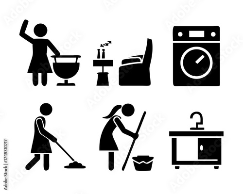 Cleaning and household chores icons