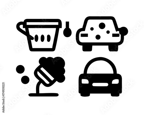 Car wash elements in black