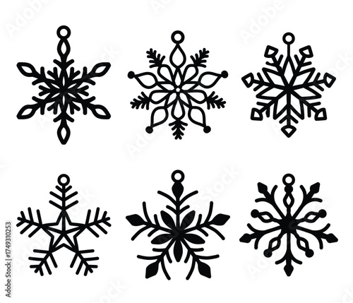 set of snowflake diy ornament template