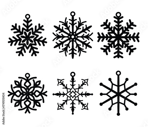 set of snowflake diy ornament template