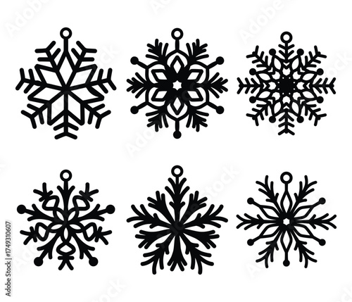set of snowflake diy ornament template