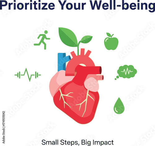 Vector art of prioritize your wellbeing with healthy habits