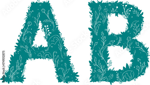 Maximalist Floral Alphabet Letter Silhouette - Botanical Typography Vector	